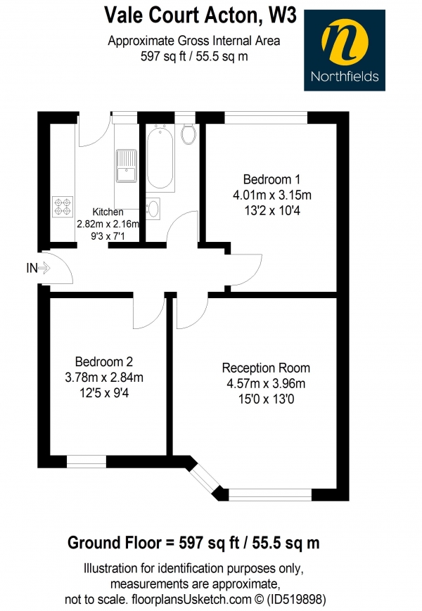 Floor Plan Image for 2 Bedroom Flat for Sale in Vale Court