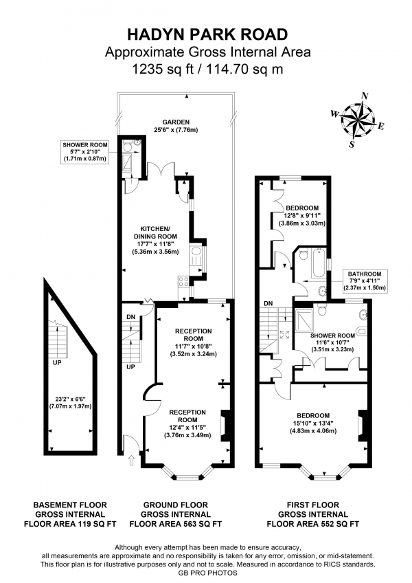Floor Plan Image for 3 Bedroom Terraced House for Sale in Hadyn Park Road, W12