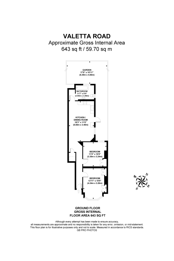 Floor Plan Image for 2 Bedroom Maisonette for Sale in Valetta Road, W3