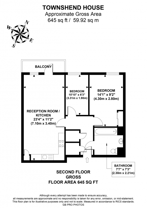 Floor Plan Image for 2 Bedroom Flat for Sale in Rosemont Road, W3