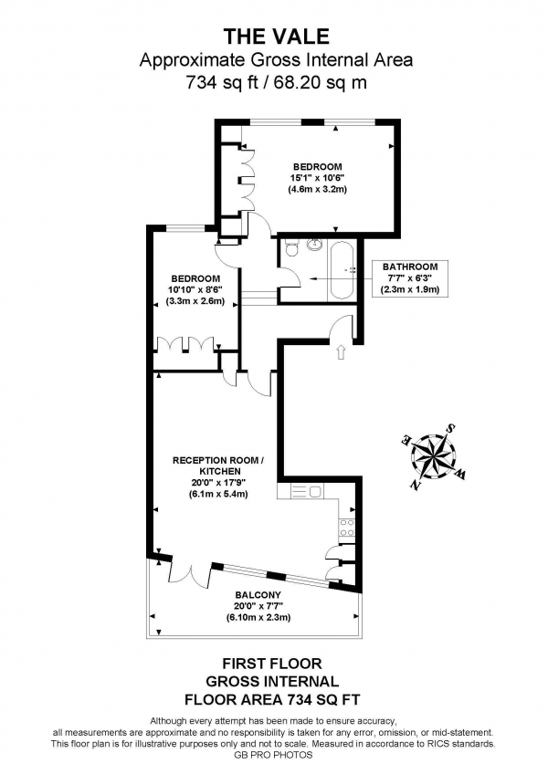 Floor Plan Image for 2 Bedroom Flat for Sale in The Vale, W3