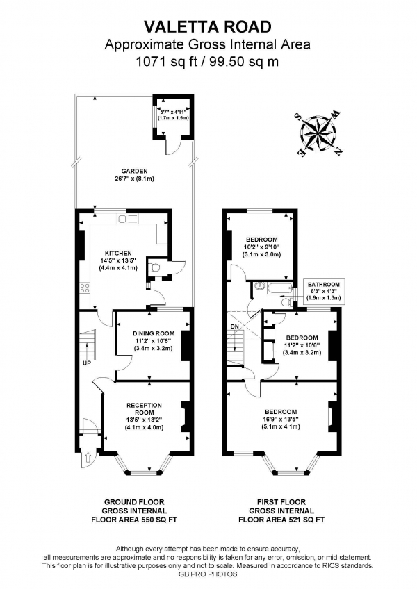 Floor Plan Image for 3 Bedroom Terraced House for Sale in Valetta Road, W3