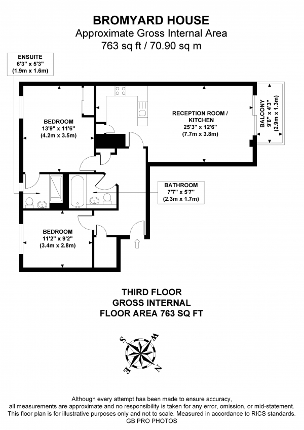 Floor Plan Image for 2 Bedroom Flat for Sale in Bromyard Avenue, W3