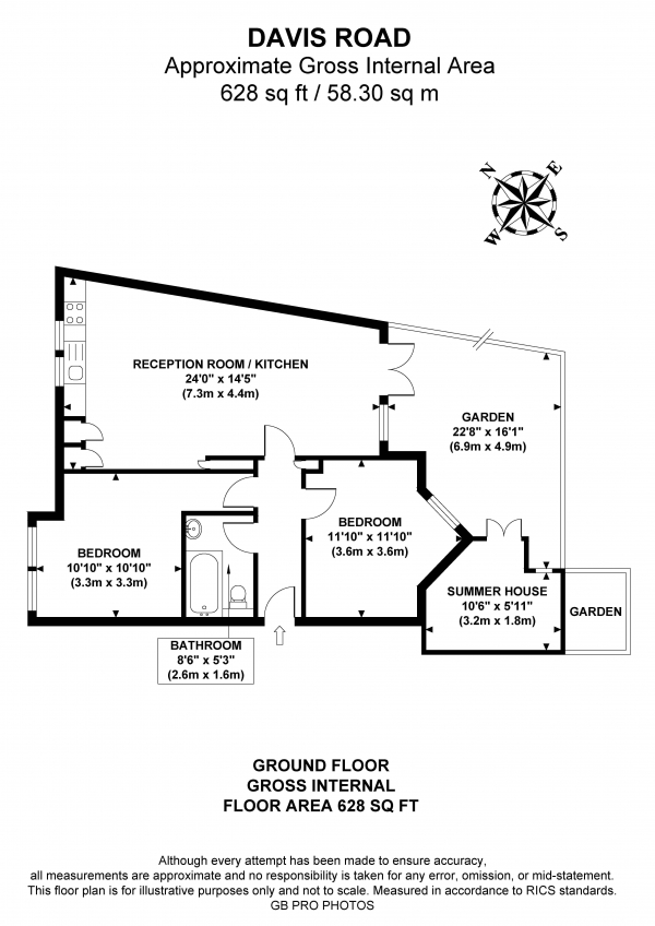 Floor Plan Image for 2 Bedroom Flat for Sale in Davis Road, W3