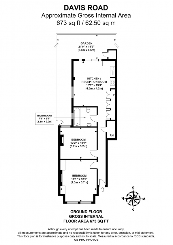 Floor Plan Image for 2 Bedroom Flat for Sale in Davis Road, W3