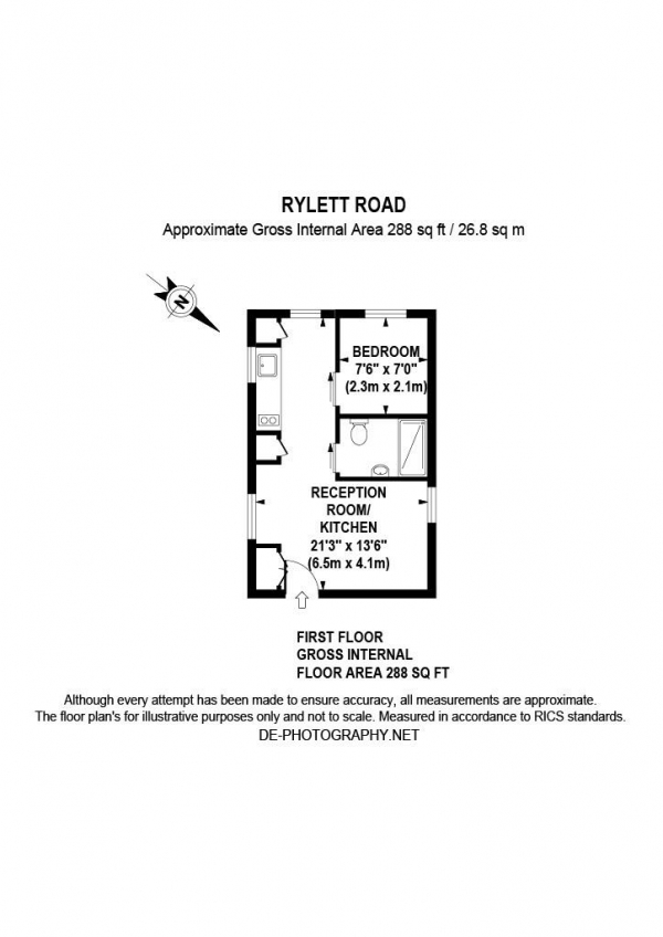 Floor Plan Image for 1 Bedroom Flat for Sale in Rylett Road, W12