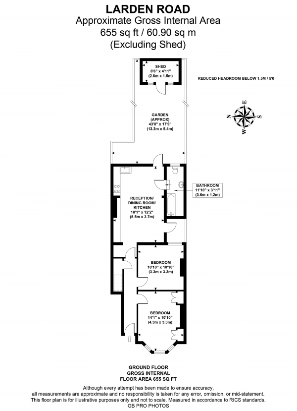 Floor Plan Image for 2 Bedroom Maisonette for Sale in Larden Road, W3