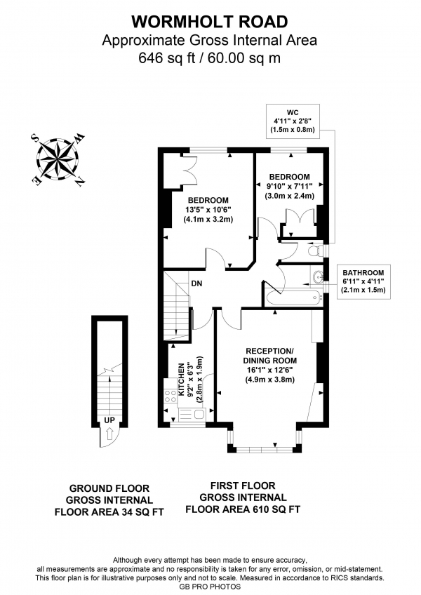 Floor Plan Image for 2 Bedroom Flat for Sale in Wormholt Road, W12