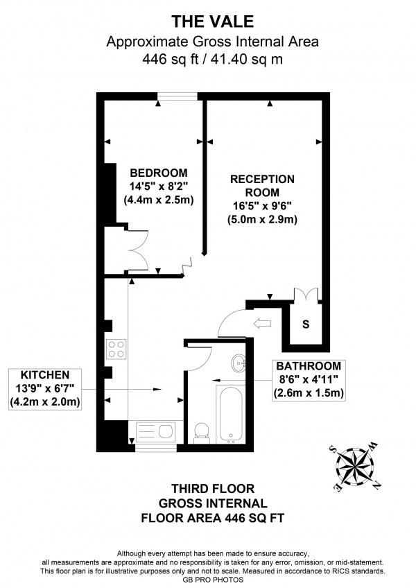 Floor Plan Image for 1 Bedroom Flat to Rent in The Vale, W3