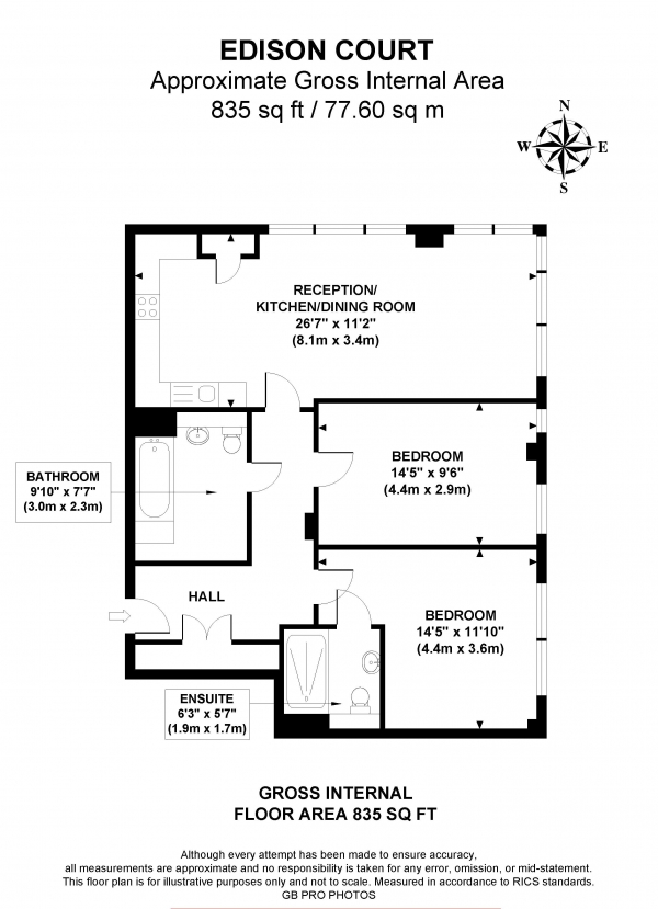 Floor Plan Image for 2 Bedroom Apartment to Rent in Warple Way, W3