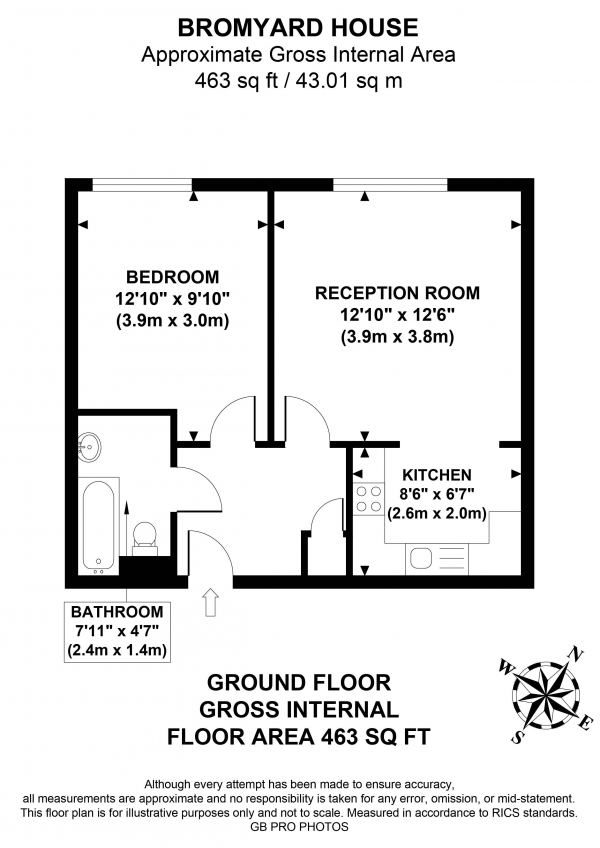 Floor Plan Image for 1 Bedroom Flat for Sale in Bromyard Avenue, W12