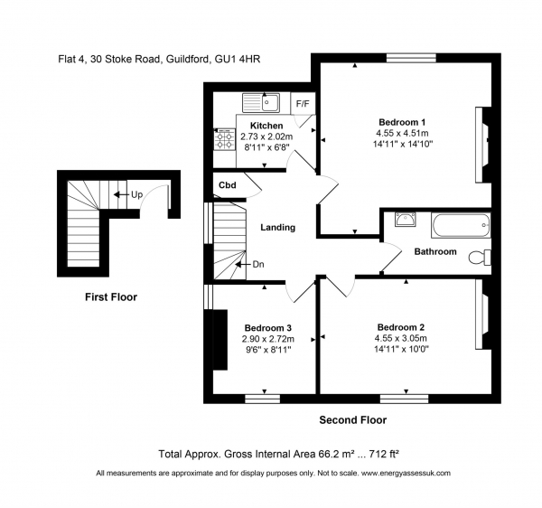 Floor Plan Image for 1 Bedroom House Share to Rent in Room 1: Flat 4, 30 Stoke Road, Guildford, GU1 4HR