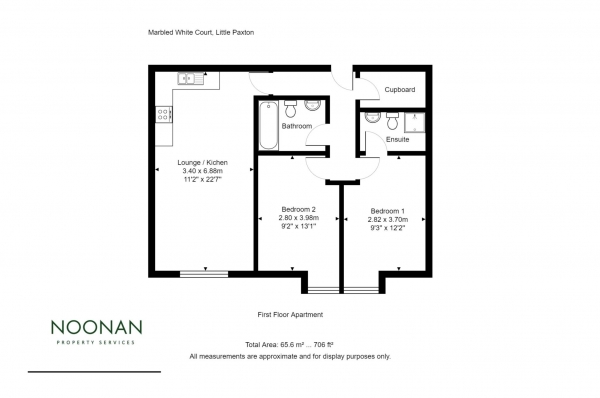 Floor Plan Image for 2 Bedroom Flat for Sale in Marbled White Court, Little Paxton