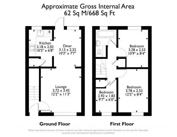 Floor Plan Image for 3 Bedroom Terraced House for Sale in Alwyn Close, St Ives