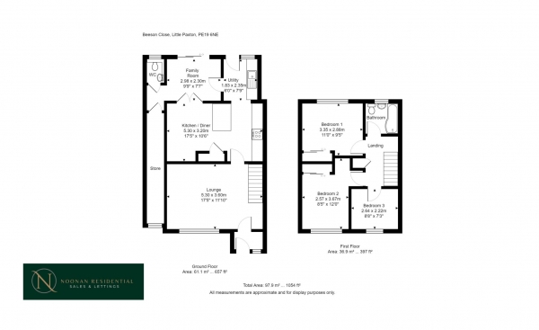 Floor Plan for 3 Bedroom End of Terrace House for Sale in Beeson Close, Little Paxton, Little Paxton, PE19, 6NE - OIRO &pound335,000