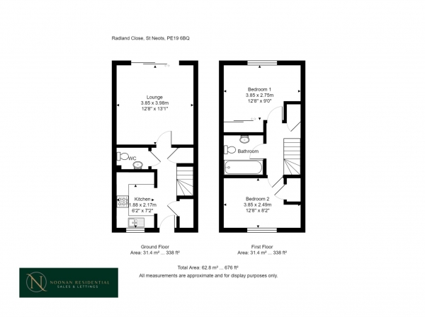 Floor Plan Image for 2 Bedroom Terraced House for Sale in Radland Close, St Neots