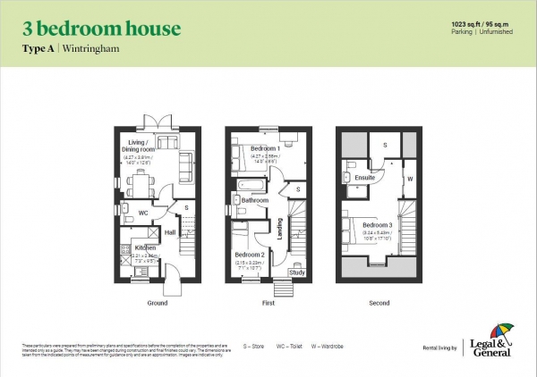 Floor Plan Image for 3 Bedroom Semi-Detached House to Rent in Lambourne Road, St Neots