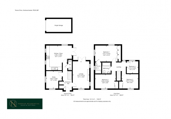 Floor Plan Image for 4 Bedroom Detached House for Sale in Tanner Drive, Godmanchester