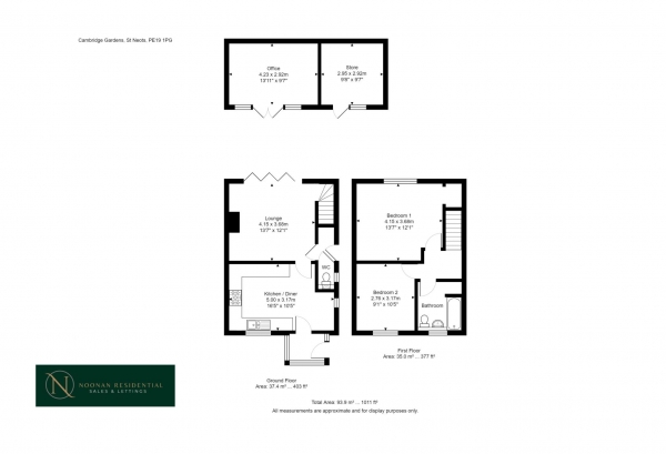 Floor Plan Image for 2 Bedroom Semi-Detached House for Sale in Cambridge Gardens, St Neots