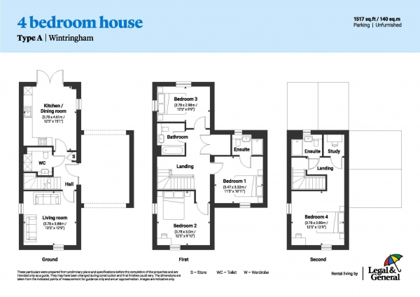 Floor Plan Image for 4 Bedroom Semi-Detached House to Rent in 55 Lambourne Road, St Neots