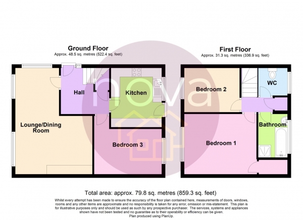 Floor Plan for 3 Bedroom Semi-Detached House for Sale in Church Hill, Eggbuckland, PL6 5RD, Eggbuckland, PL6, 5RD -  &pound210,000
