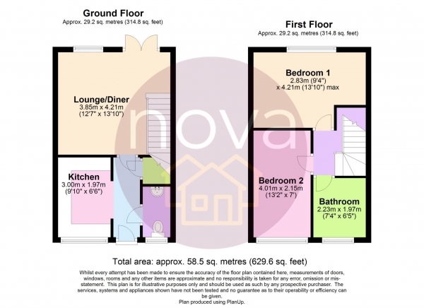 Floor Plan Image for 2 Bedroom End of Terrace House for Sale in Poets Corner, Manadon, Plymouth, PL5 3FE