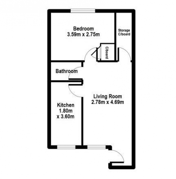 Floor Plan for 1 Bedroom Flat for Sale in Vaughan Close, Beacon Park, PL2 3QP, Beacon Park, PL2, 3QP -  &pound110,000