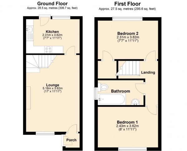 Floor Plan Image for 2 Bedroom End of Terrace House for Sale in Warwick Orchard Close, Plymouth, PL5 3NZ