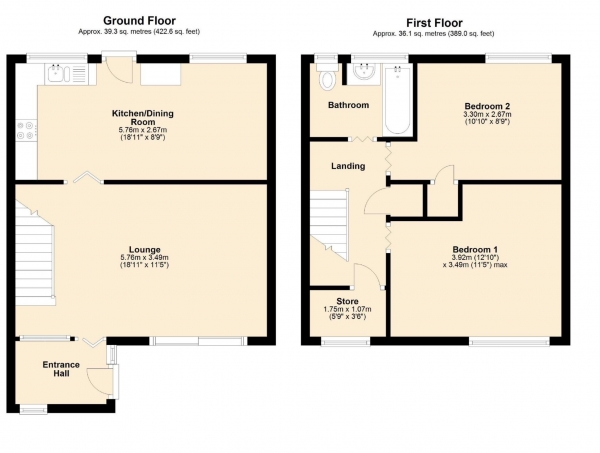 Floor Plan Image for 2 Bedroom End of Terrace House for Sale in Galsworthy Close, Crownhill, PL5 3JN