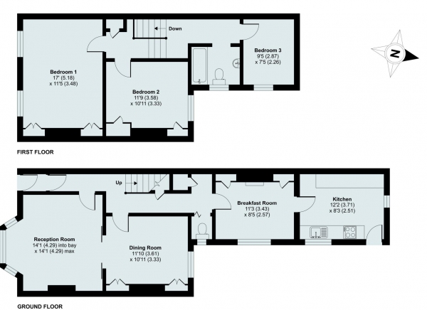 Floor Plan Image for 3 Bedroom Terraced House for Sale in Watson Gardens, Cattedown, PL4 9QW