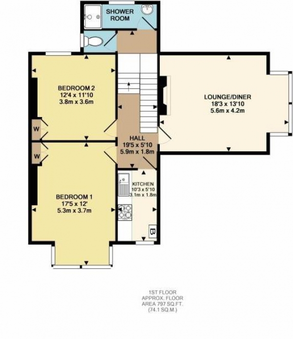 Floor Plan Image for 2 Bedroom Flat for Sale in Outland Road, Plymouth, PL2 3NZ