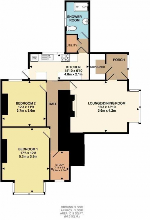 Floor Plan Image for 2 Bedroom Flat for Sale in Outland Road, Plymouth, PL2 3NZ