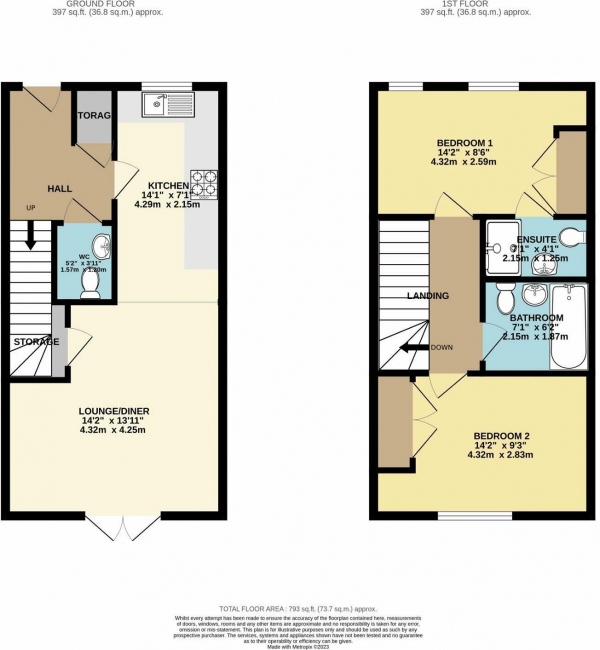 Floor Plan Image for 2 Bedroom Terraced House for Sale in Eco Way, Plymouth, PL6 7FP