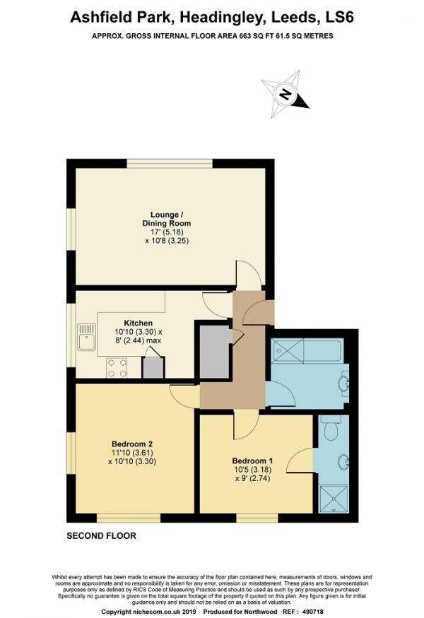 Floor Plan for 2 Bedroom Flat for Sale in Ashfield Park, Headingley, Leeds, LS6 2QT, Leeds, LS6, 2QT -  &pound180,000