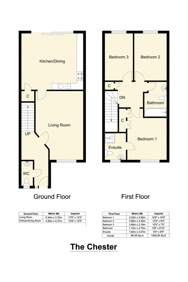 Floor Plan for 3 Bedroom Semi-Detached House for Sale in THE CHESTER, Old Lane, Drighlington, Drighlington, BD11, 1LU -  &pound285,000
