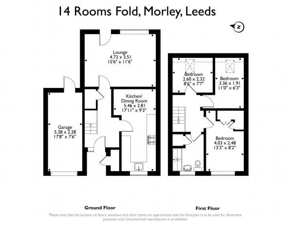 Floor Plan Image for 3 Bedroom Link Detached House for Sale in Rooms Fold, Churwell