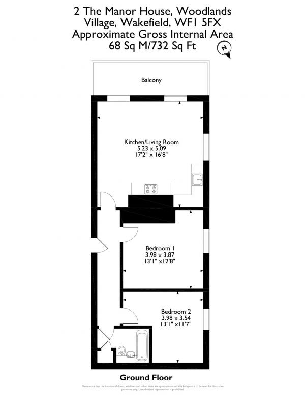 Floor Plan Image for 2 Bedroom Apartment for Sale in The Manor House, Wakefield