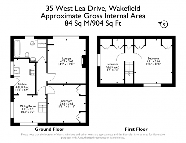 Floor Plan Image for 3 Bedroom Semi-Detached Bungalow for Sale in West Lea Drive, Tingley