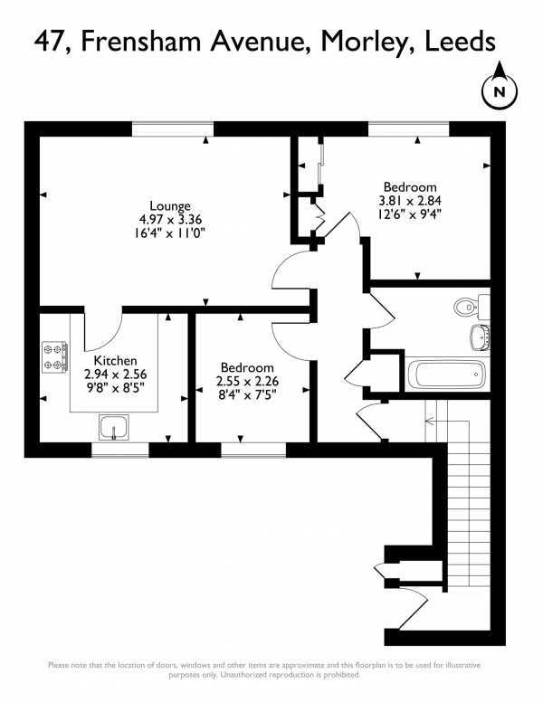 Floor Plan Image for 2 Bedroom Flat for Sale in Frensham Avenue, Morley