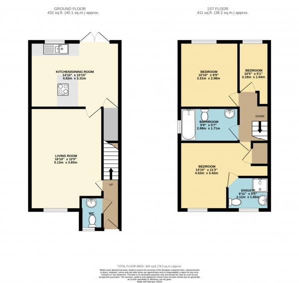 Floor Plan Image for 3 Bedroom Semi-Detached House for Sale in Phoenix Way, Gildersome