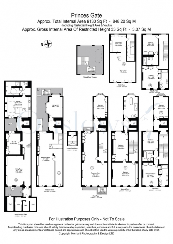 Floor Plan Image for 7 Bedroom Terraced House to Rent in Princes Gate, London