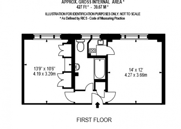 Floor Plan Image for 1 Bedroom Apartment to Rent in Hill Street, London