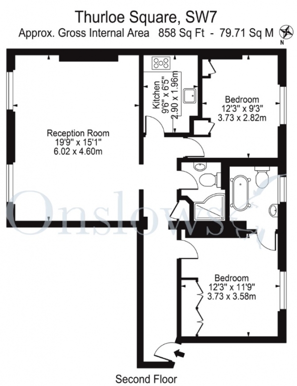 Floor Plan Image for 2 Bedroom Apartment to Rent in Thurloe Square, London