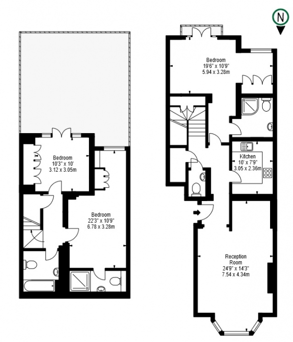 Floor Plan Image for 3 Bedroom Maisonette to Rent in Somerset Court, London