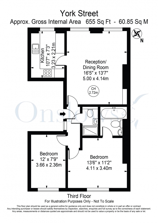 Floor Plan Image for 2 Bedroom Apartment to Rent in York Street, London