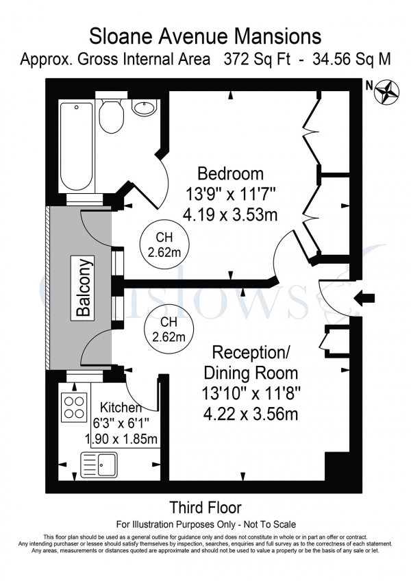 Floor Plan Image for 1 Bedroom Apartment to Rent in Sloane Avenue Mansions, London