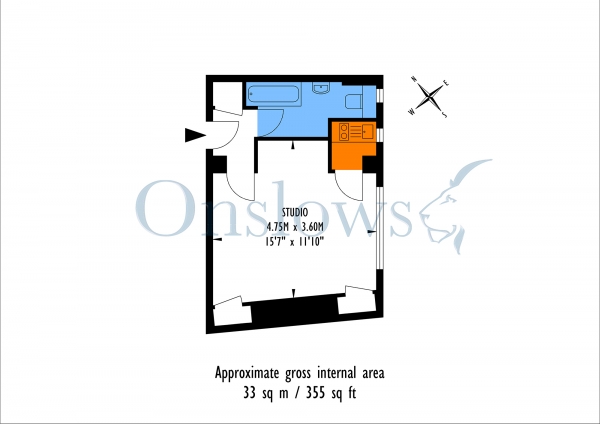 Floor Plan Image for Studio to Rent in Nell Gwynn House, Sloane Avenue, London