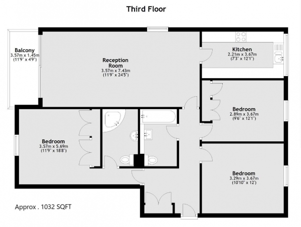 Floor Plan Image for 3 Bedroom Apartment for Sale in Verulam Court