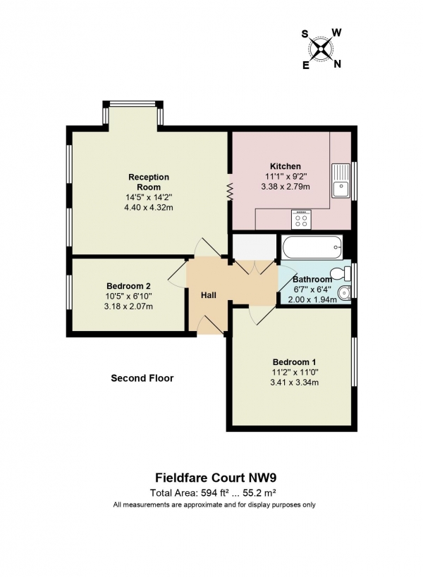 Floor Plan Image for 2 Bedroom Flat for Sale in Falcon Way, London