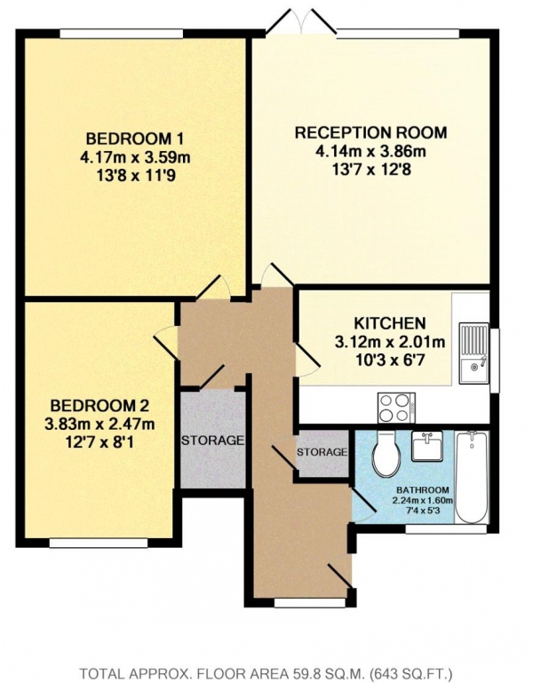 Floor Plan Image for 2 Bedroom Flat for Sale in Summit Avenue, NW9